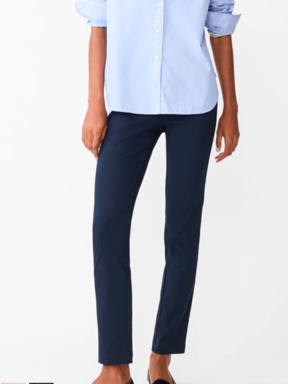 J. McLaughlin Flat Front Pants Navy Straight Leg Stretch Size 12